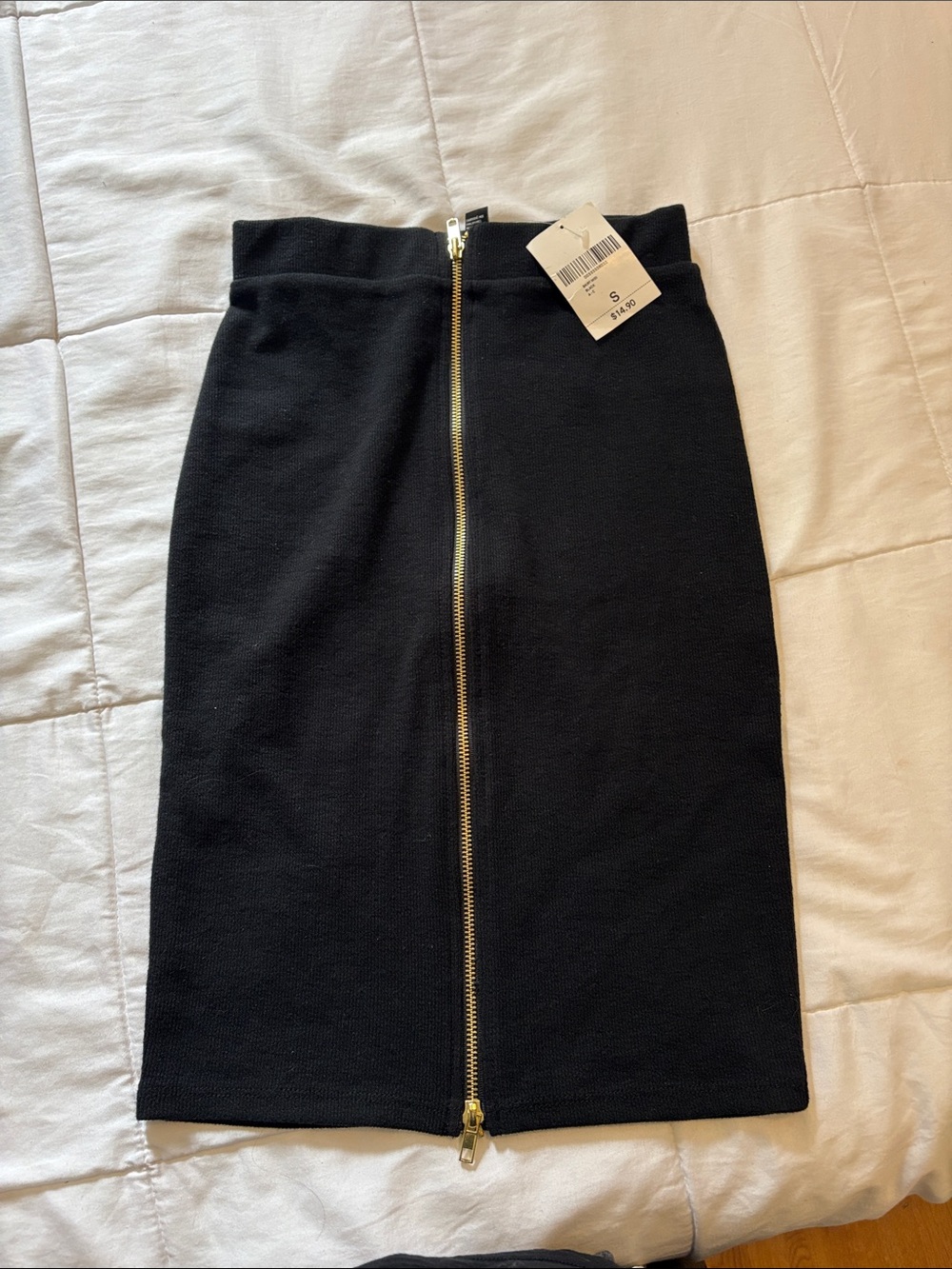Classic Black Pencil Skirt with Center Zip